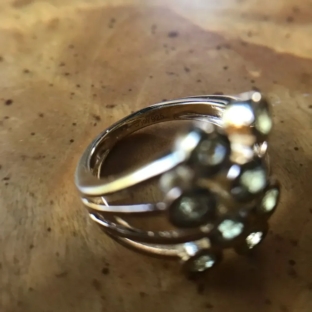 Natural Chrysoberyl Sterling Silver Bubble Ring Size 5